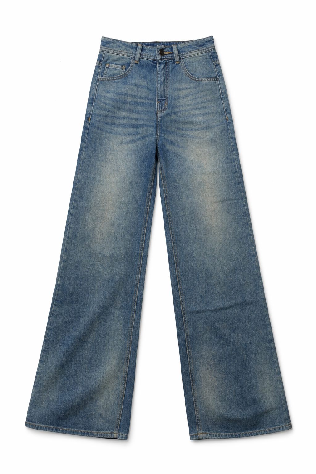 Jeans wanita wide-leg wash biru